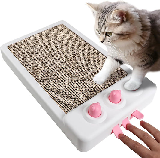 Interactive Whack-a-Mole Cat Scratcher Toy – Cardboard Enrichment Scratching Board for Indoor Cats