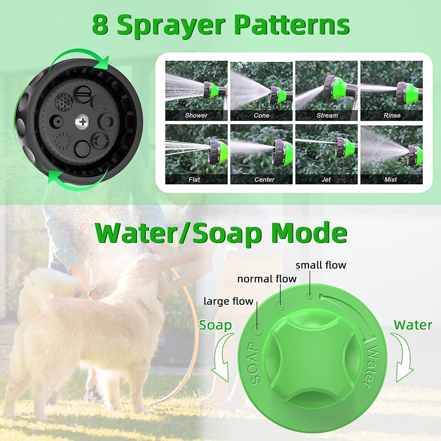 High-Pressure Pet Shower Sprayer with Grooming Brush – Dog Bath Hose for Outdoor Use, Car Wash, Flower Watering