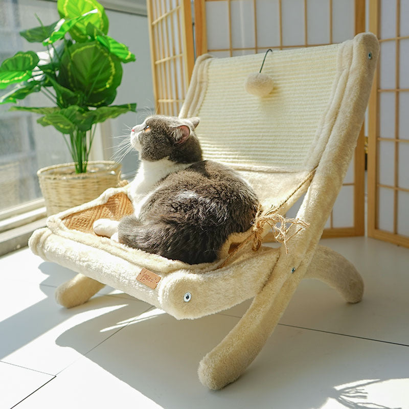 Cat Sofa Bed Sunbathing Lounge – Cozy Elevated Pet Chair for Indoor Cats, Soft Cushion Cat Window Seat Furniture