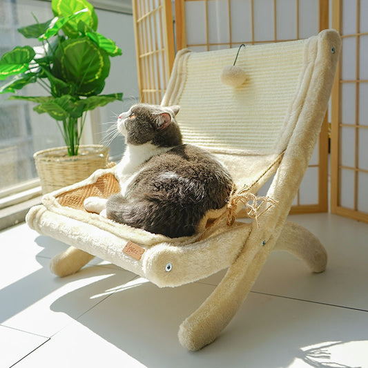 Cat Sofa Bed Sunbathing Lounge – Cozy Elevated Pet Chair for Indoor Cats, Soft Cushion Cat Window Seat Furniture